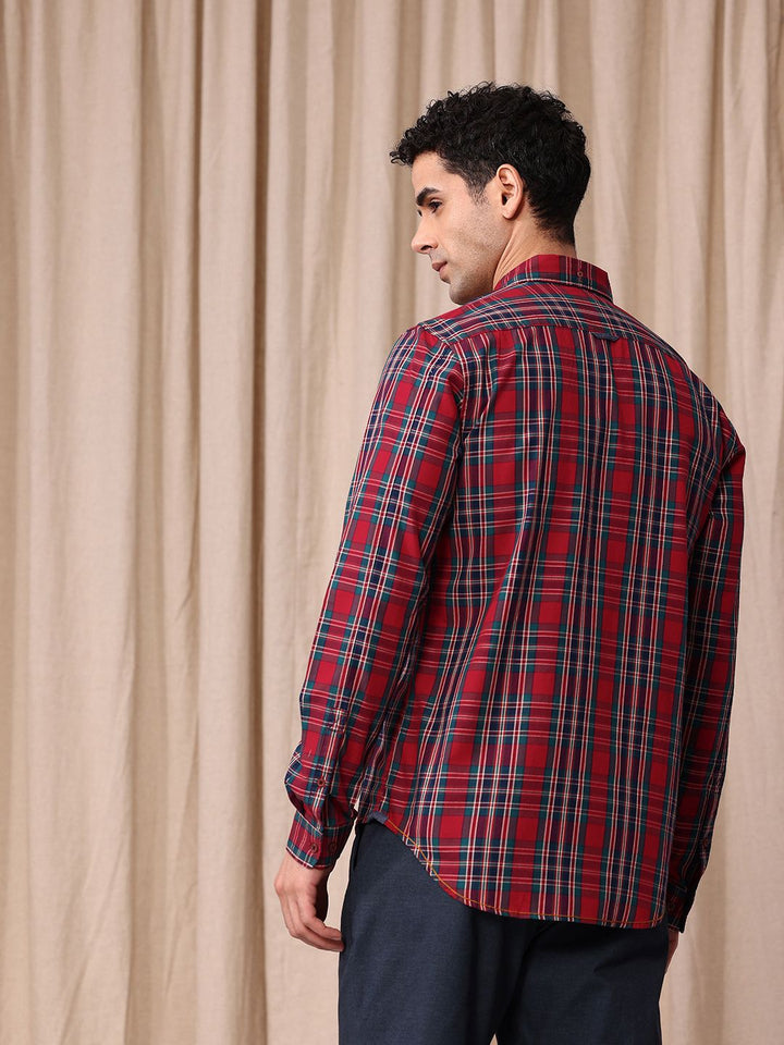 Mr Bowerbird Men Tailored Fit Tartan Checks Opaque Pure Cotton Casual Shirt