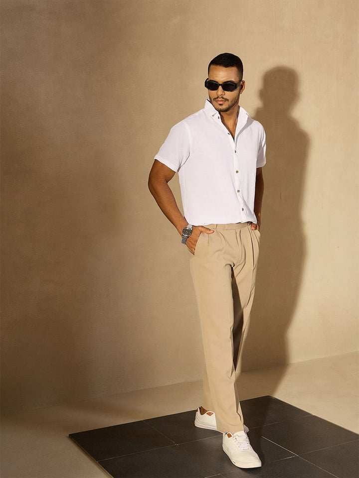 DENNISON Men Solid Spread Collar Oversized Smart Casual Shirt