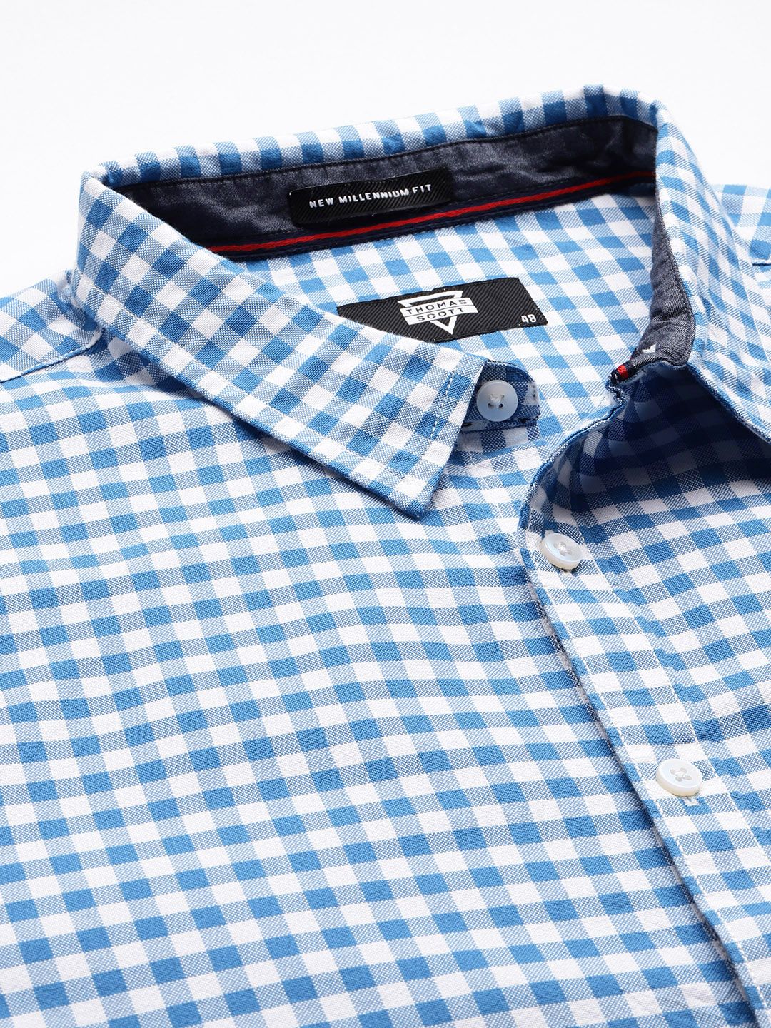 Thomas Scott Men Classic Slim Fit Gingham Checks Opaque Checked Casual Shirt