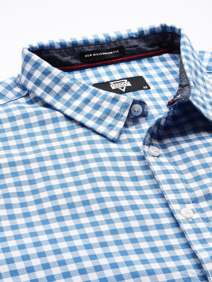 Thomas Scott Men Classic Slim Fit Gingham Checks Opaque Checked Casual Shirt