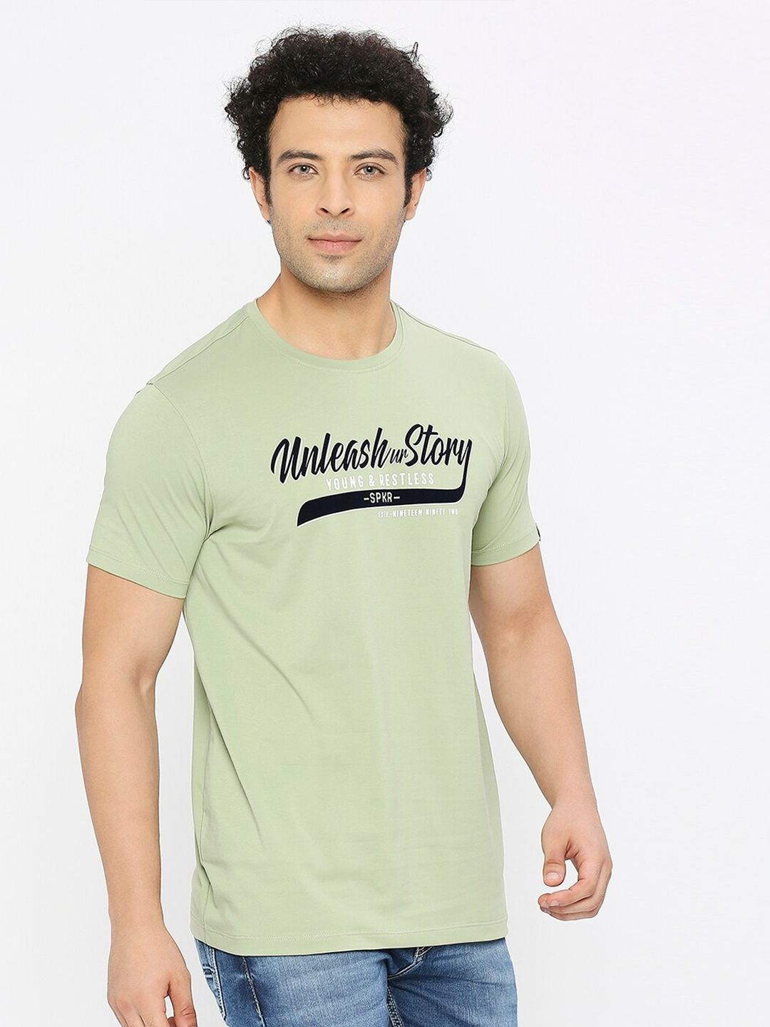 SPYKAR Typography Printed Cotton T-shirt