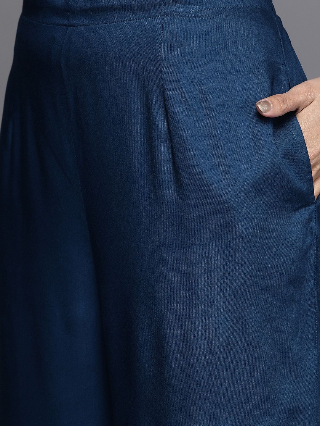 Libas Women Blue Embroidered Kurta with Palazzos & Dupatta
