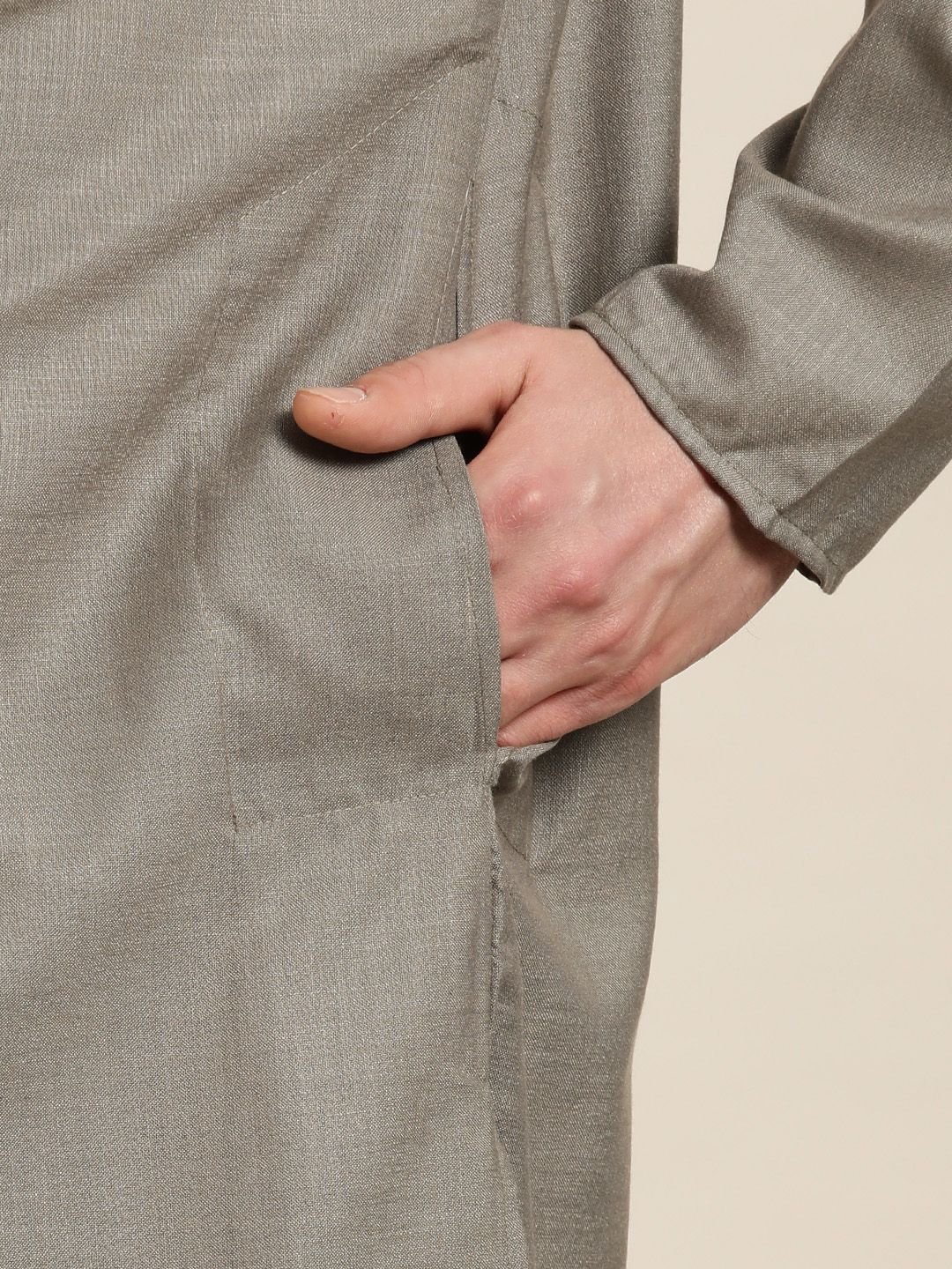 SOJANYA Lelaki Grey Solid Kurta Lurus