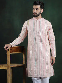 SOJANYA LUXE Labuci Kolar Mandarin Berjalur Georgette Kurta Lurus