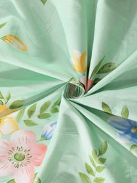 KLOTTHE Green & Pink Printed 300TC Single Bedsheet & Pillow Covers