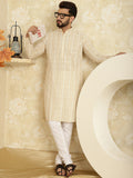 SOJANYA Ethnic Motifs Embroidered Thread Work Pure Cotton Straight Kurta with Churidar