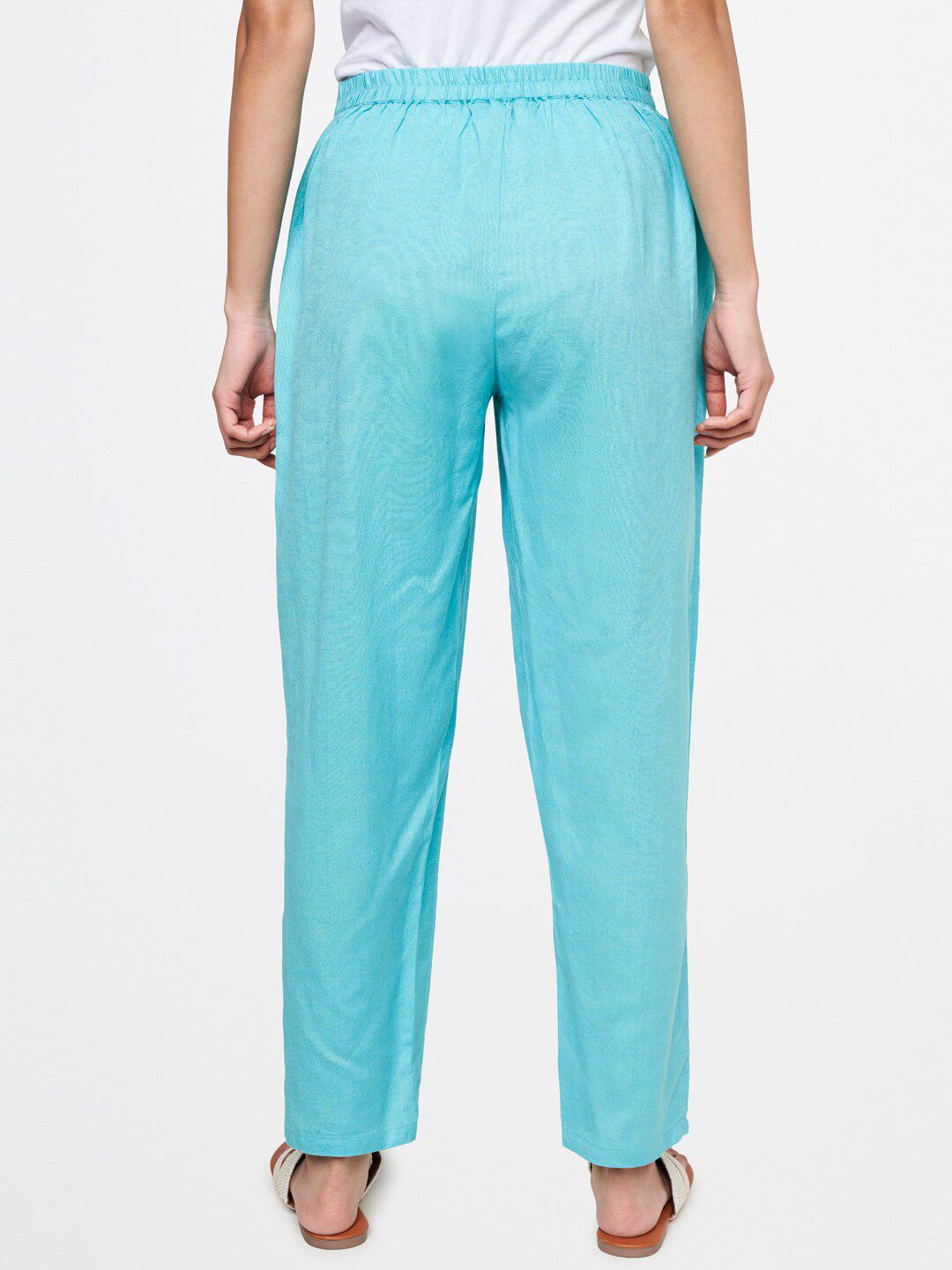 Global Desi Women Blue Straight Fit Trousers