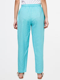Global Desi Women Blue Straight Fit Trousers