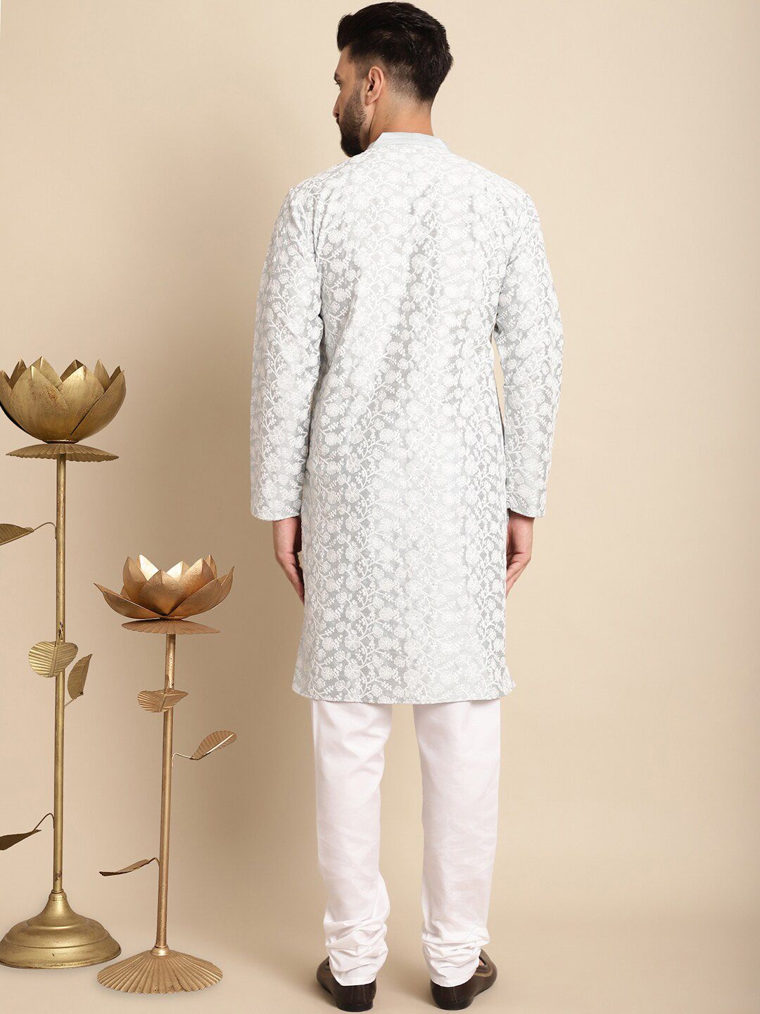 Anouk Floral Embroidered Regular Kurta with Churidar