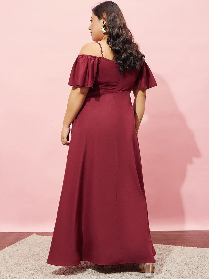 Berrylush Curve Cold Shoulder A-line Maxi Dress