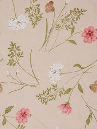 HOSTA HOMES Pink & Green Floral 210 TC Flat Cotton Single Bedsheet & 1 Pillow Cover