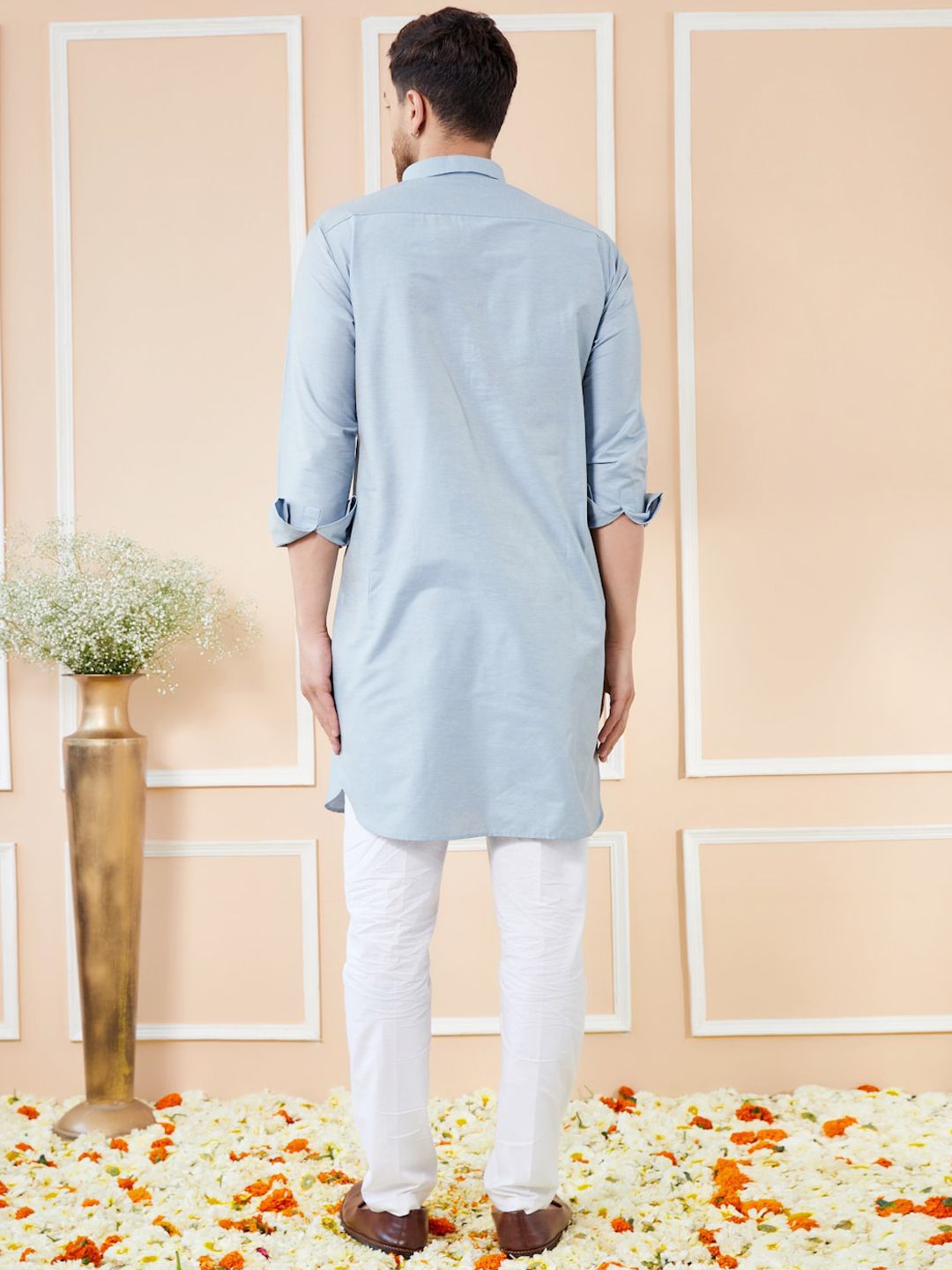 See Designs Regular Long Sleeves Shirt Collar Pure Cotton Kurta with Pyjamas