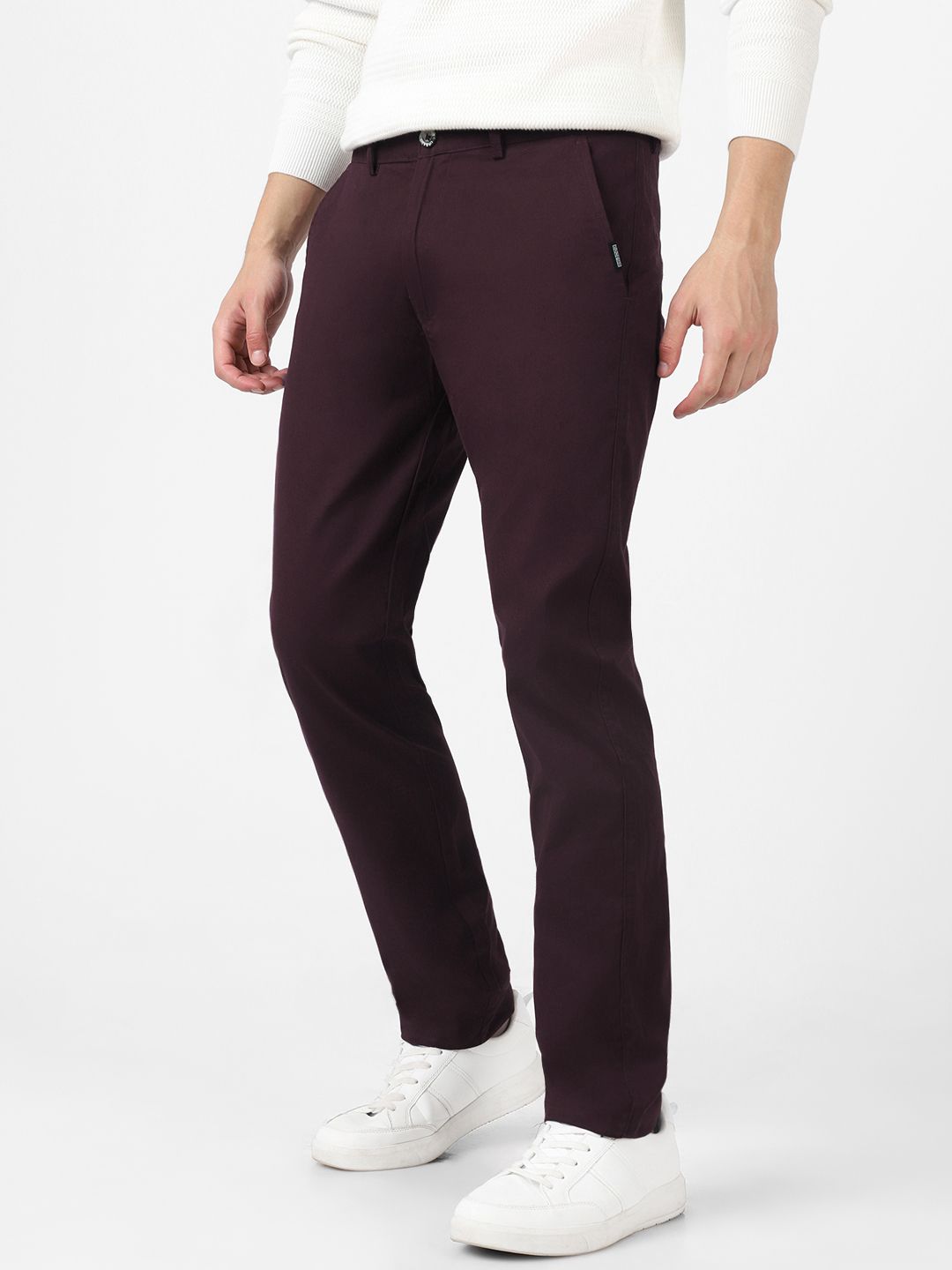 Urbano Fashion Men Maroon Slim Fit Easy Wash Trousers