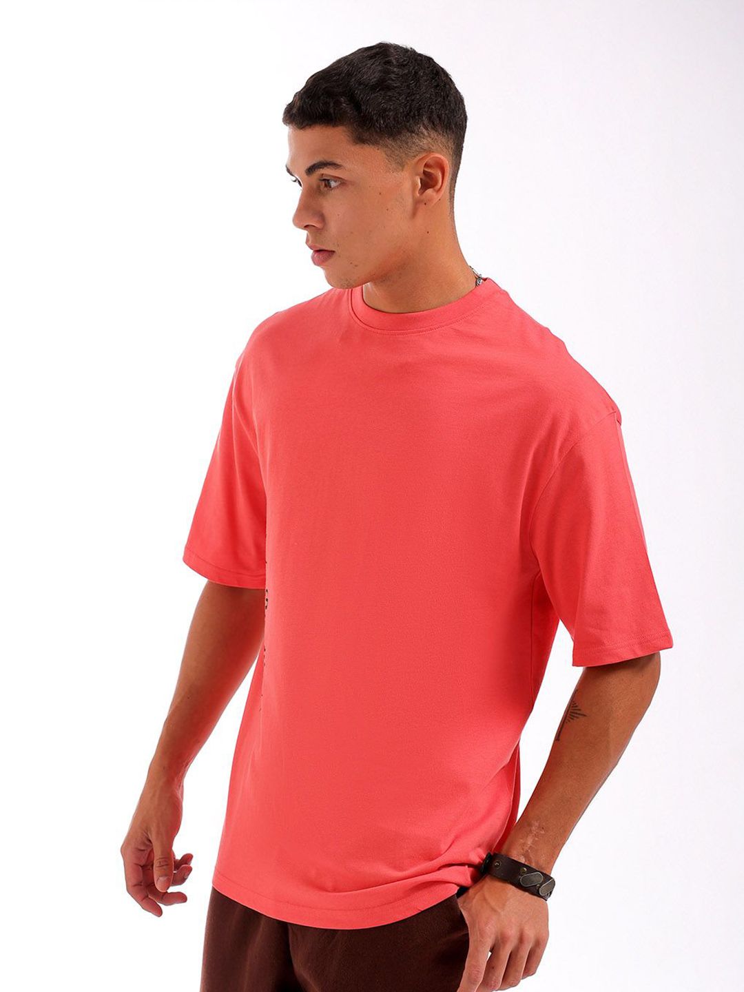The Indian Garage Co Men Back Printed Boxy Oversized Round Neck T-shirt