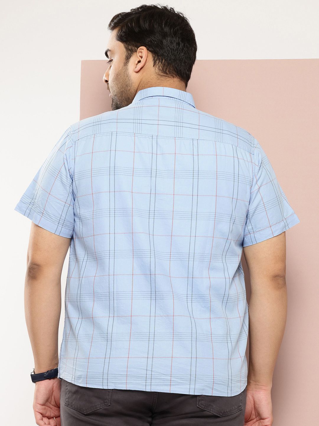 Thomas Scott Plus Size Premium Checked Pure Cotton Casual Shirt