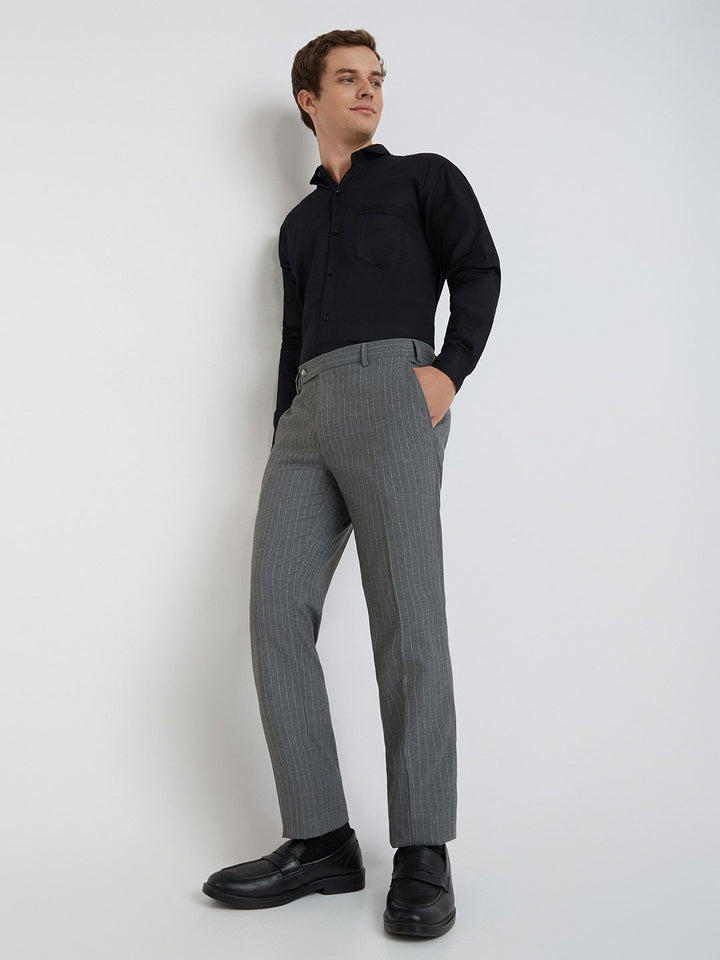 Park Avenue Men Striped Slim Fit Formal Trousers
