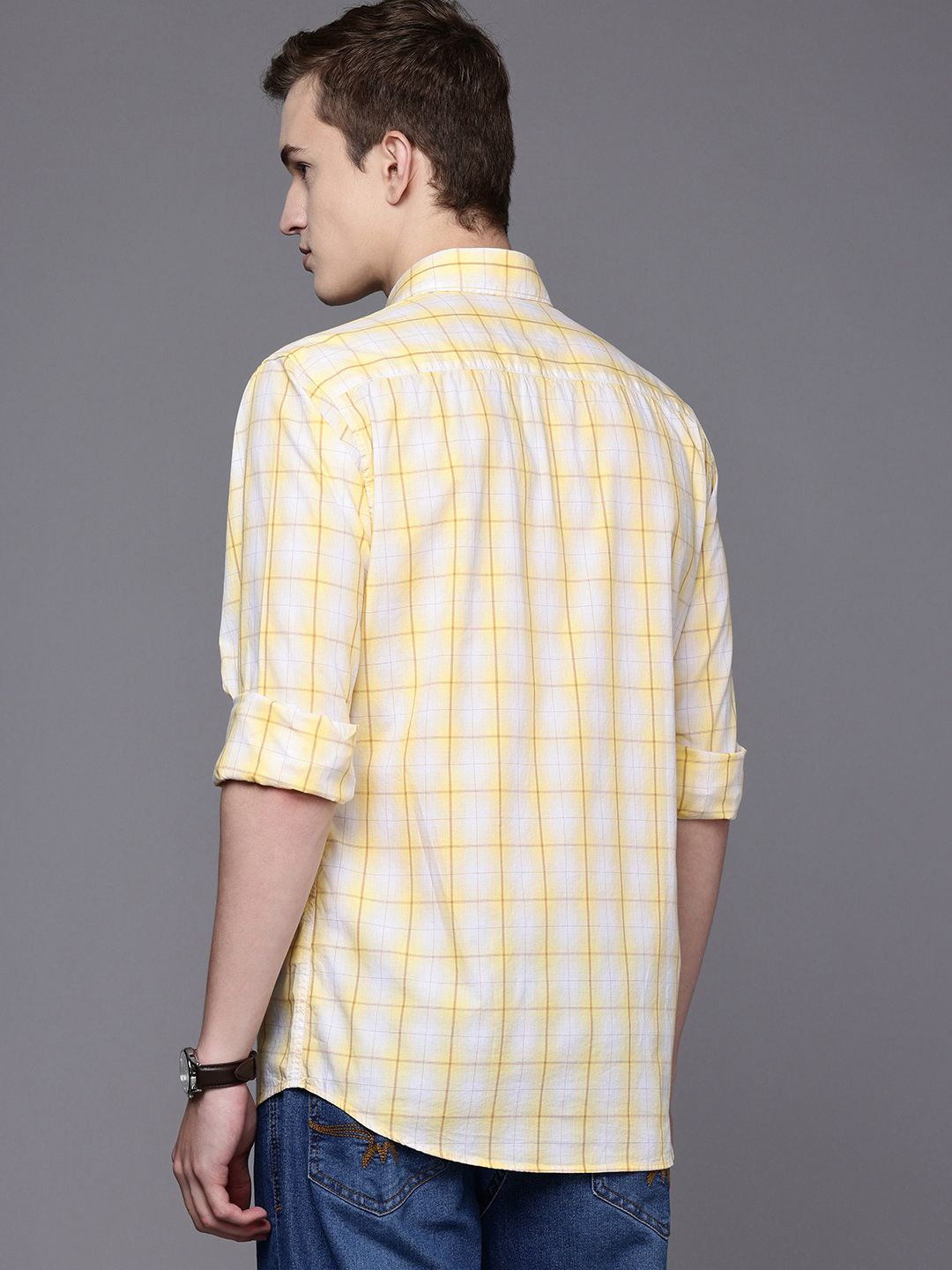 Raymond Pure Cotton Slim Fit Checked Casual Shirt