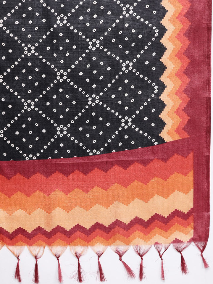 Varanga Women Rust Yoke Design Zari Kurta with Trousers & Dupatta