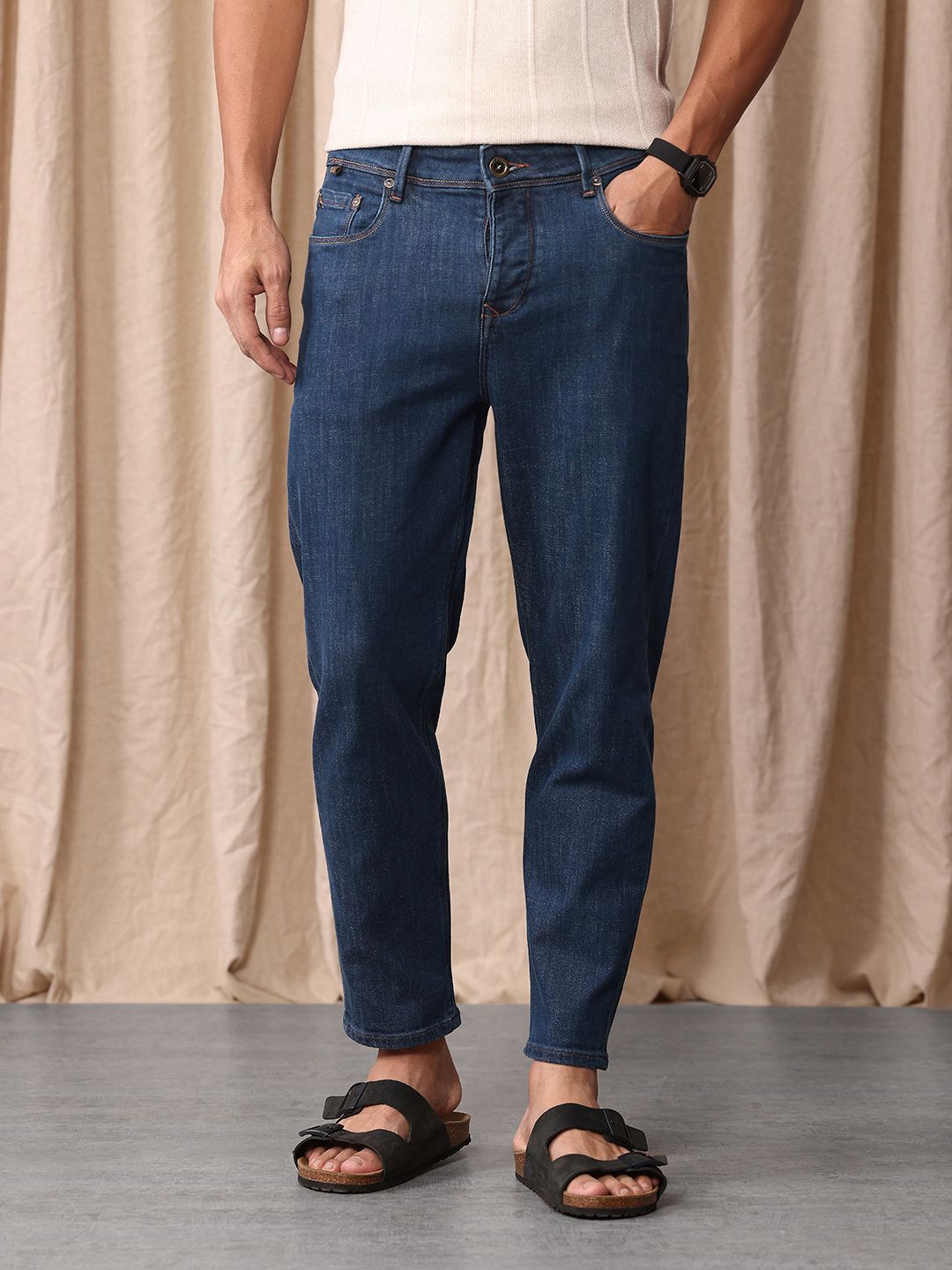 Mr Bowerbird Men Cropped Tapered Fit Stretchable Jeans