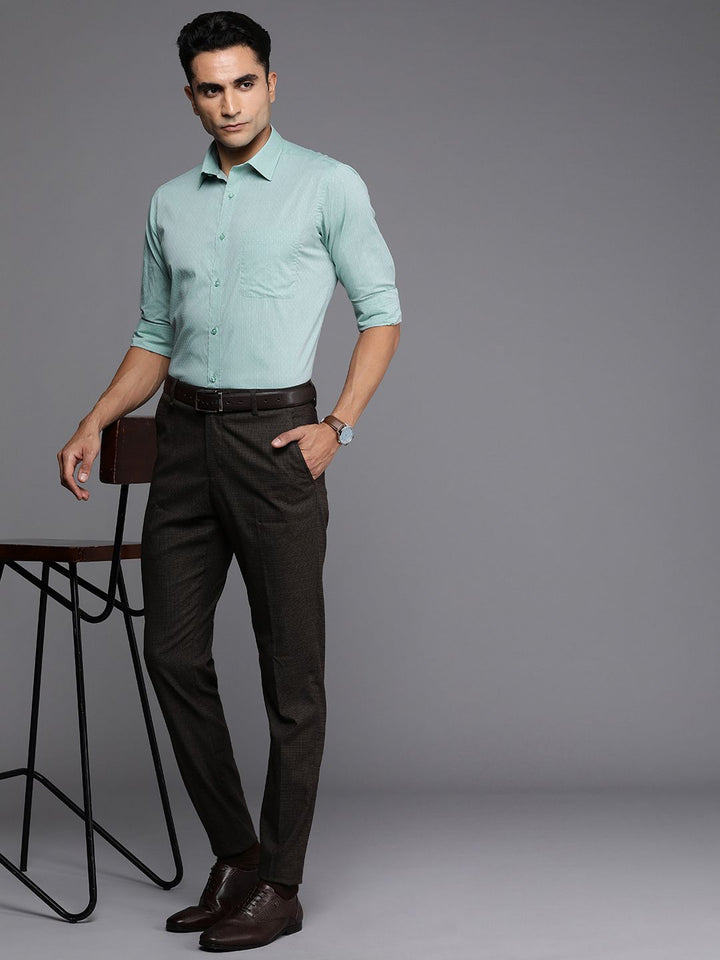 Raymond Pure Cotton Self Design Slim Fit Textured Formal Shirt