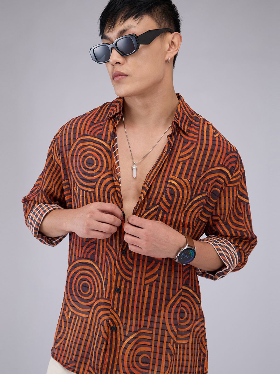 VASTRADO Men Classic Slim Fit Opaque Printed Casual Shirt