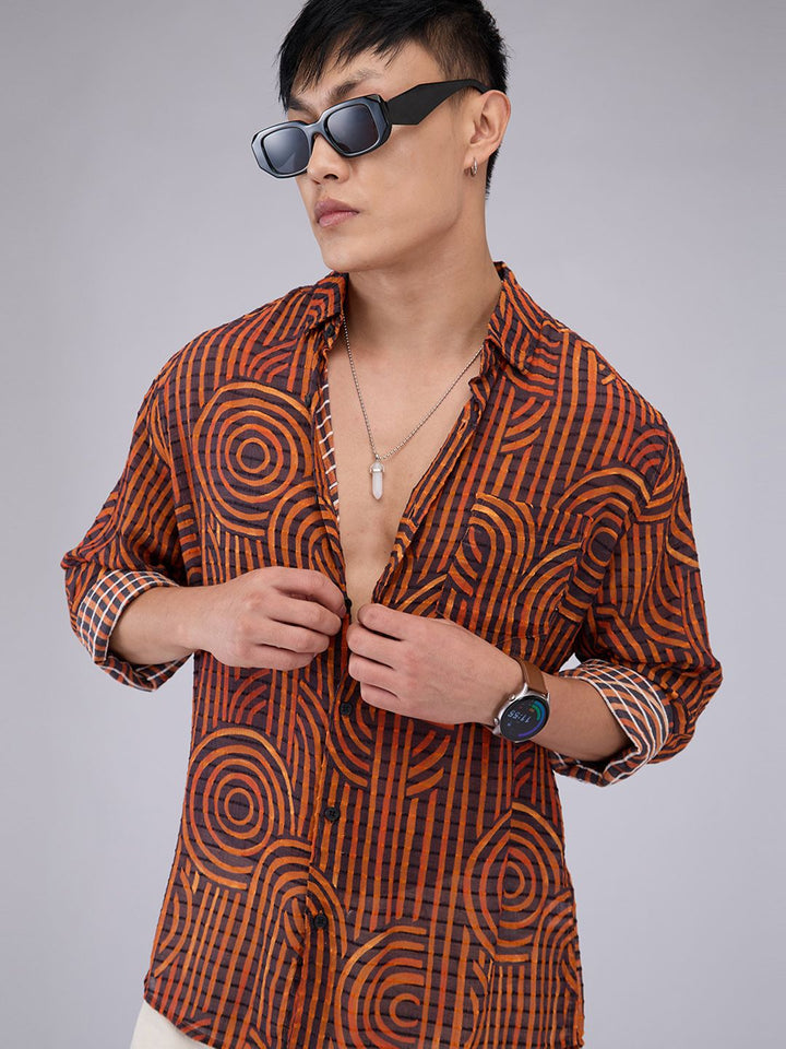 VASTRADO Men Classic Slim Fit Opaque Printed Casual Shirt