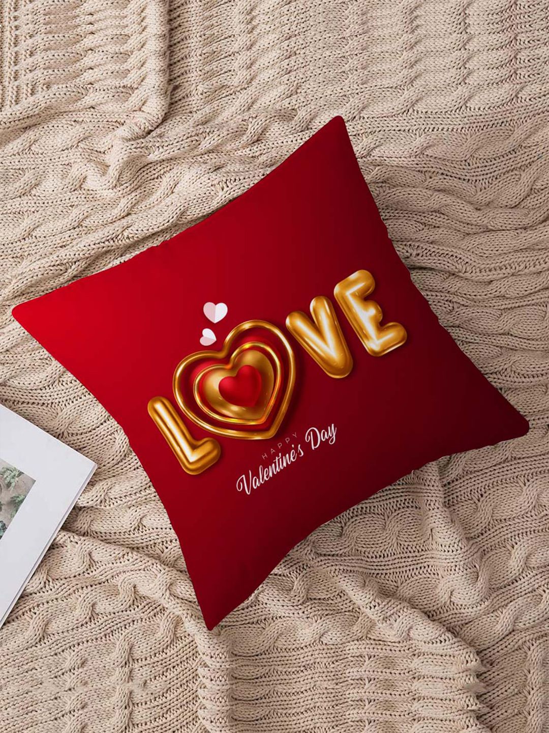 STITCHNEST Red & Yellow Square Cushion Covers