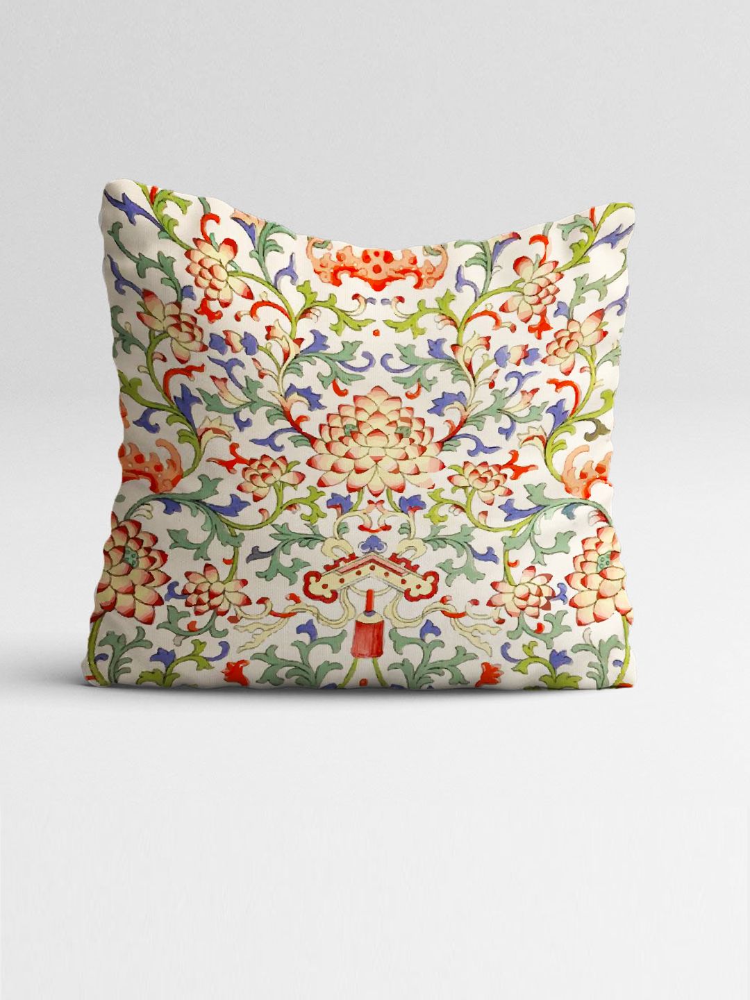 STITCHNEST Green & Off White Set of 5 Ethnic Motifs Square Cushion Covers