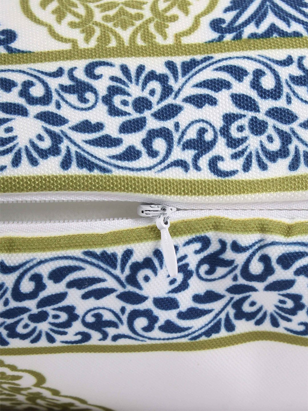 STITCHNEST White & Blue 5 Pieces Ethnic Motifs Square Cushion Covers