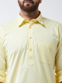 SOJANYA Lelaki Yellow Solid Pathani Kurta