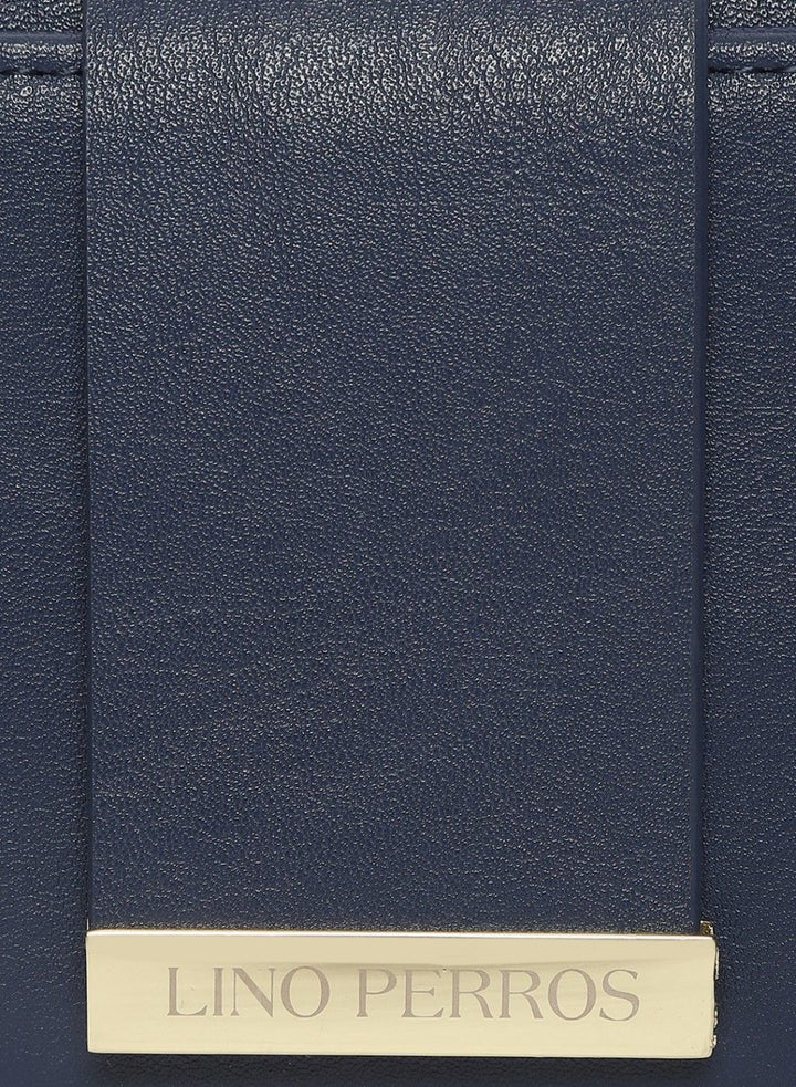 Navy Blue Solid Three Fold Wallet