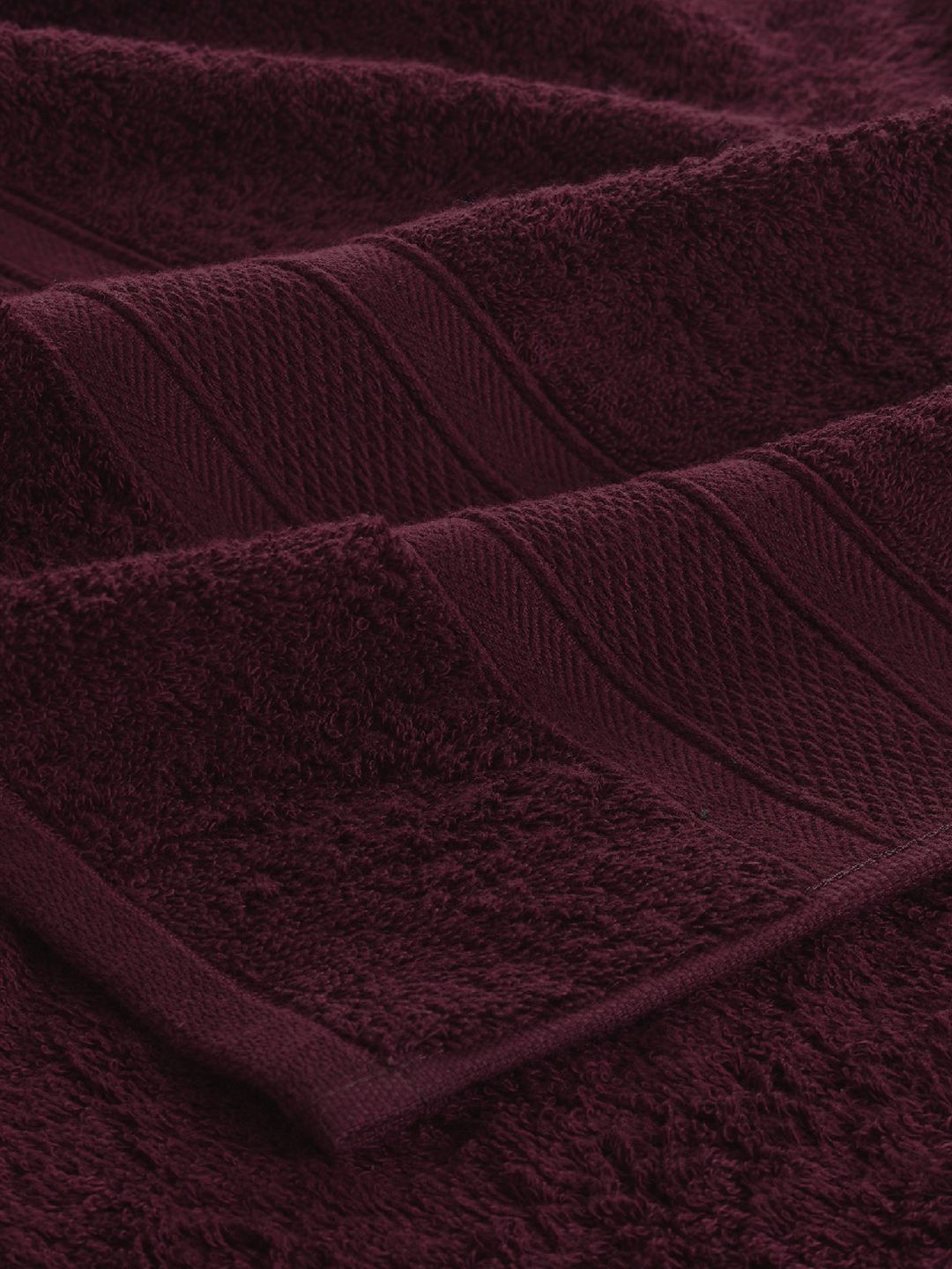 MYTRIDENT Set Of 6 Burgundy-Coloured Solid Pure Cotton 500 GSM Towels