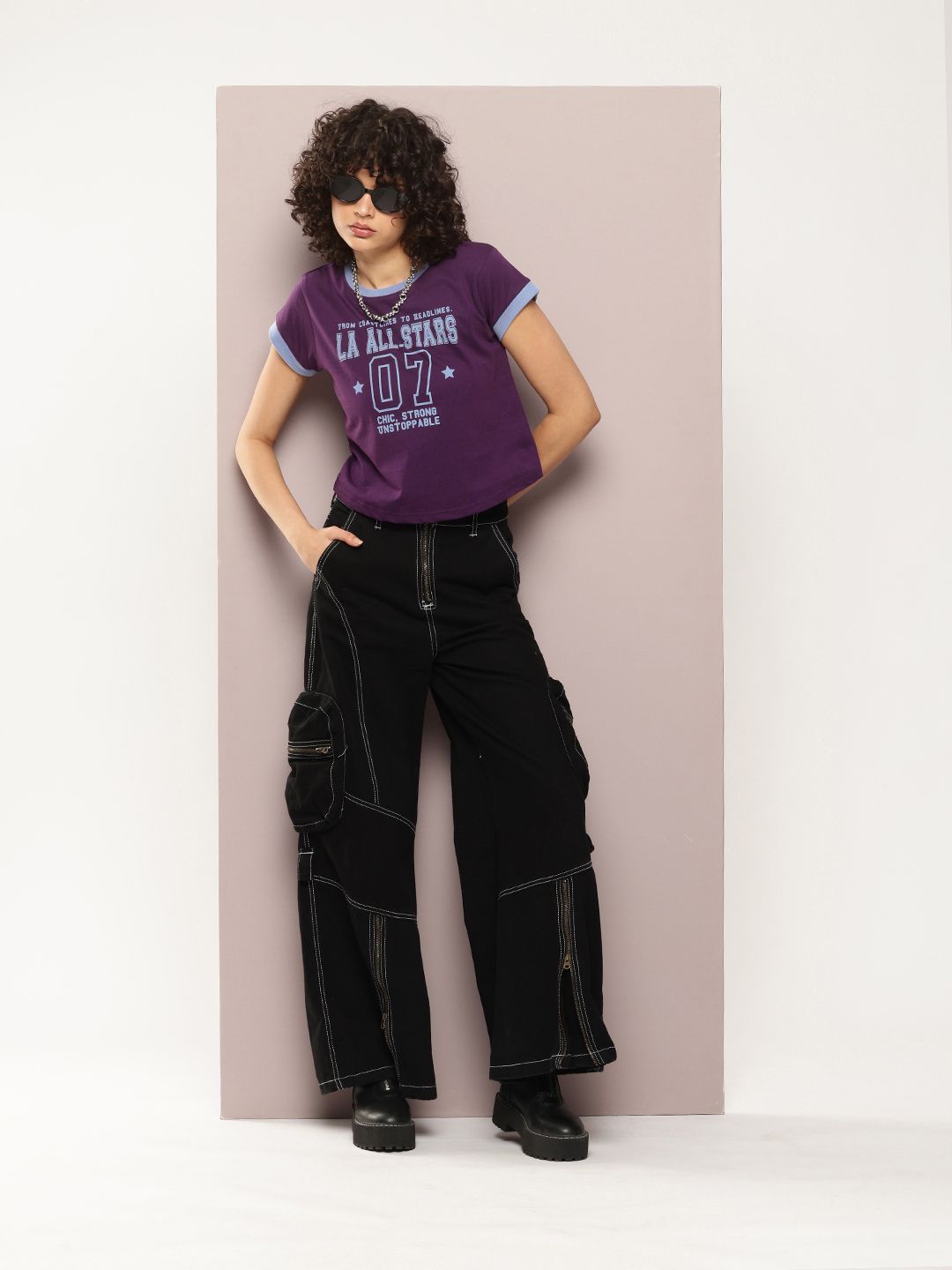 DILLINGER Women Regular Cropped Varsity Printed Tshirt