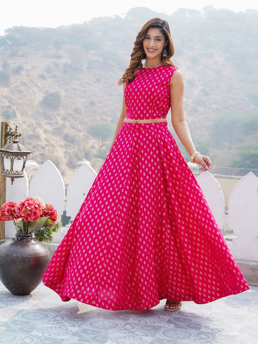 Kalini Foil Dicetak Bersedia Memakai Lehenga Choli Dengan Dupatta