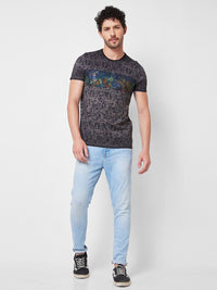 SPYKAR Typography Printed Cotton Slim Fit T-shirt