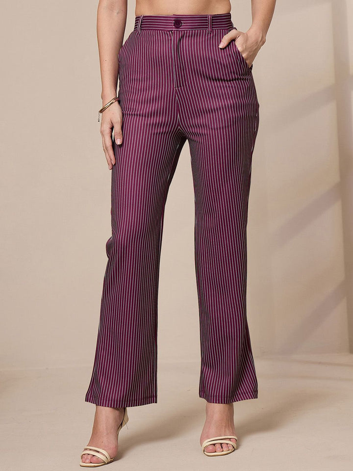 SASSAFRAS worklyf Women Striped Urban Slim Slim Fit Trousers