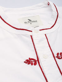 Mr Bowerbird Pure Cotton Floral Embroidered Tailored Fit Opaque Casual Shirt
