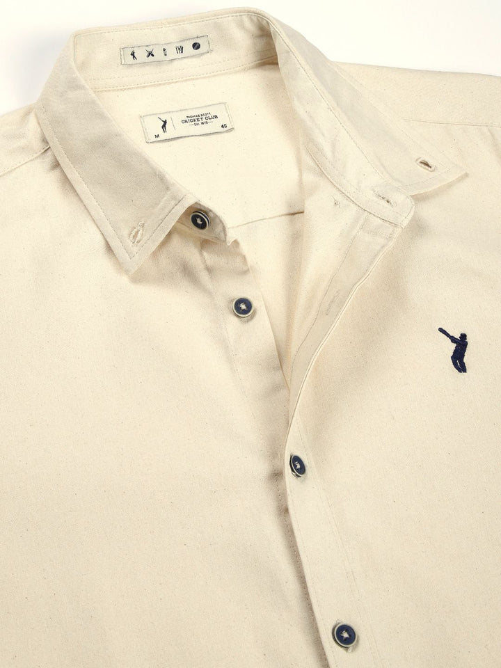 Thomas Scott Men Premium Button-Down Collar Solid Organic Cotton Slim Fit Casual Shirt