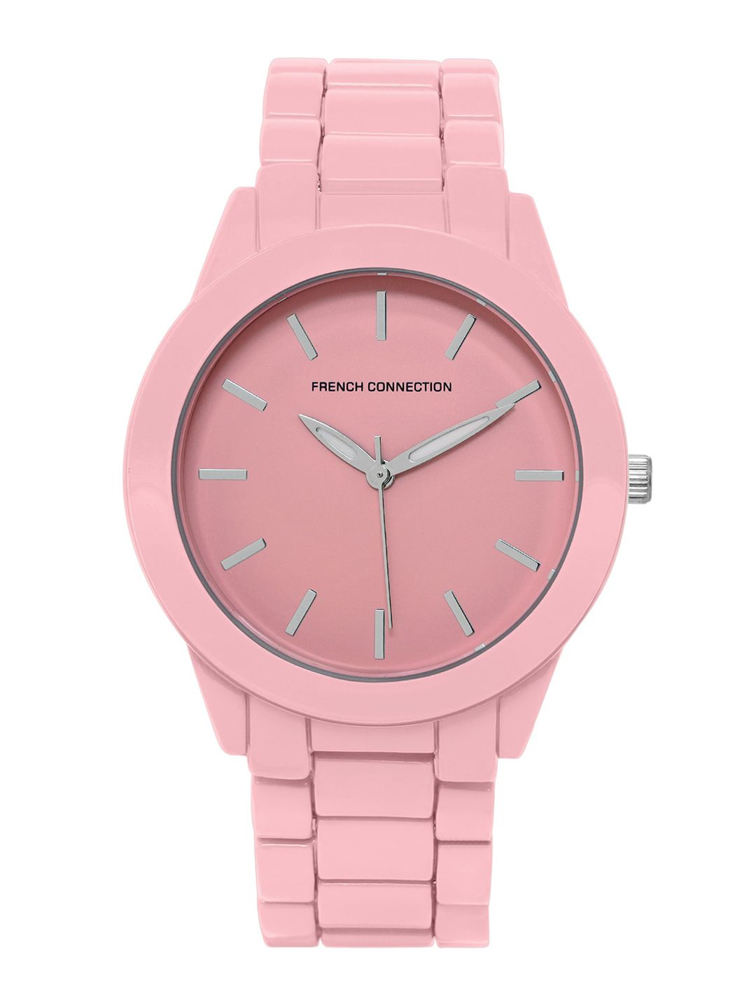 Sambungan Perancis Wanita Dial & Tali Keluli Tahan Karat Reset Masa Analog Watch FCS04P