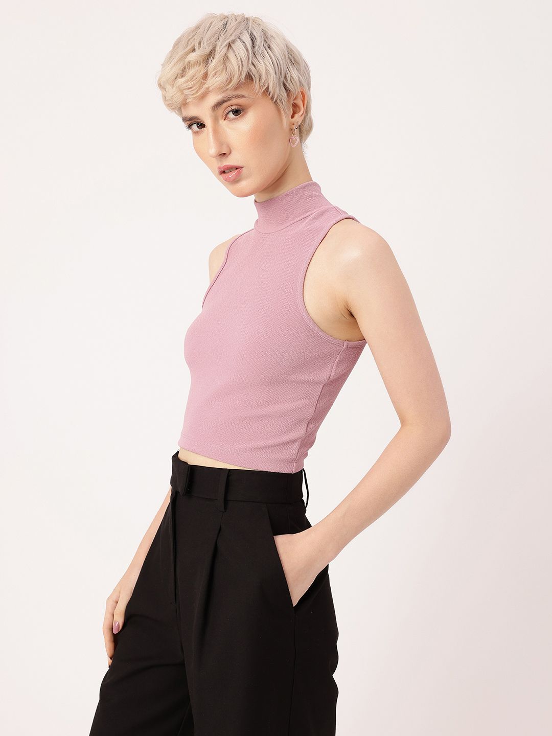 DressBerry Modern Edge Sleeveless Fitted Crop Top