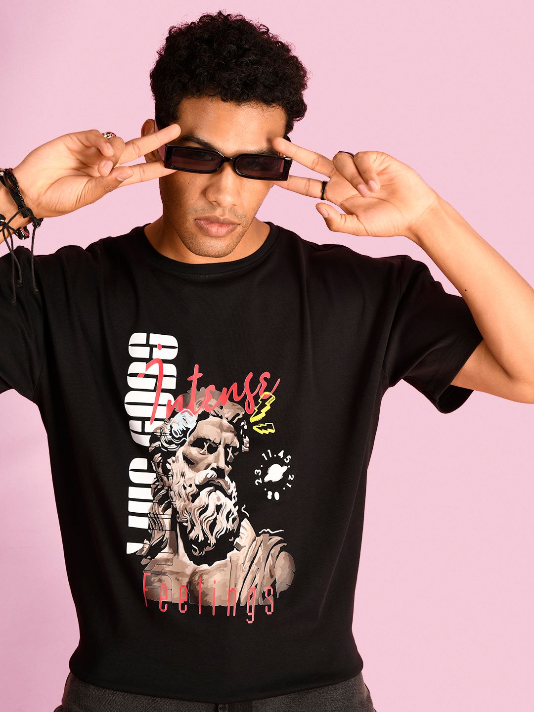 Bene Kleed Men Graphic Printed Round Neck Cotton Oversized T-shirt