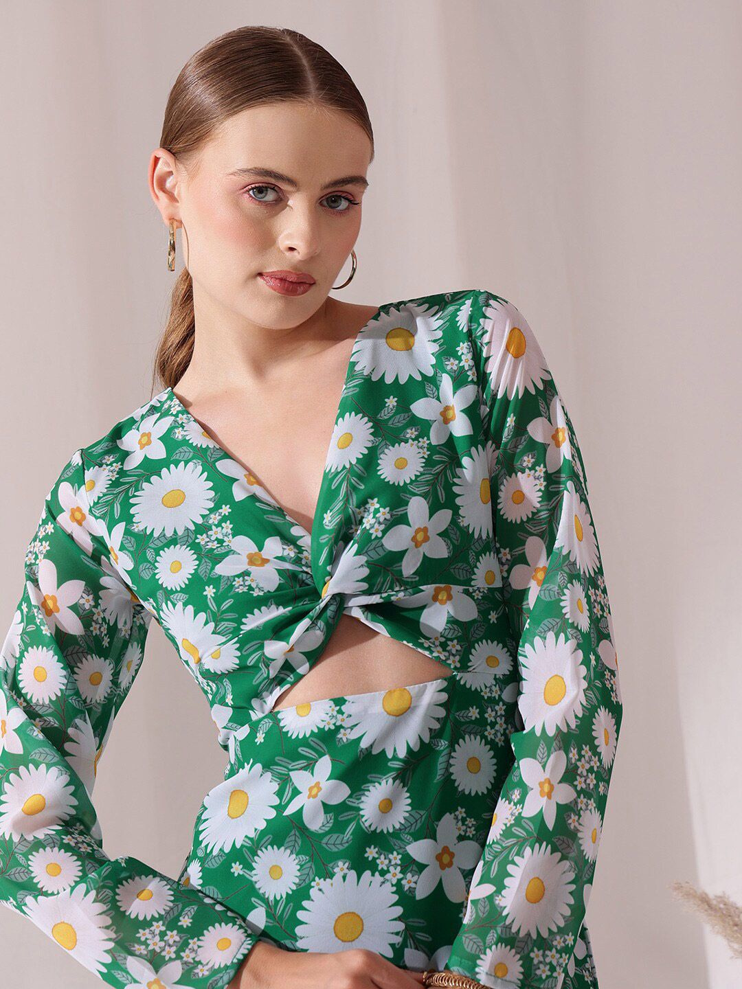 STREET 9 Floral Print Georgette Fit & Flare Midi Dress