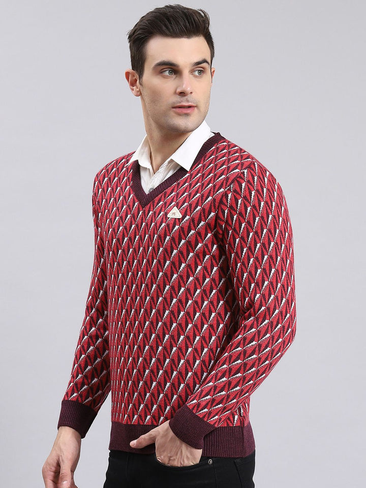 Monte Carlo Men Printed Woollen Pullover
