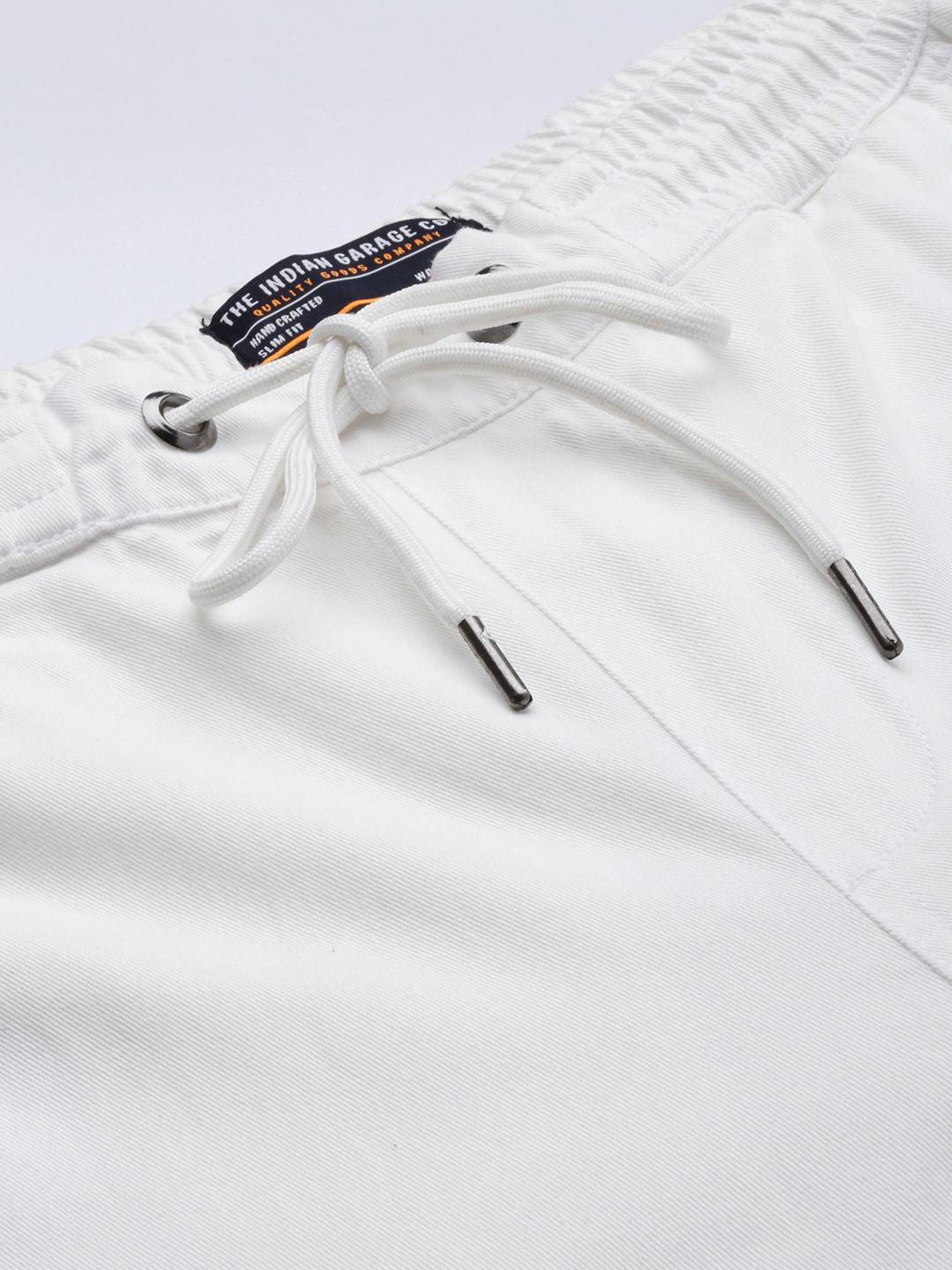 The Indian Garage Co Men White Slim Fit Cotton Joggers