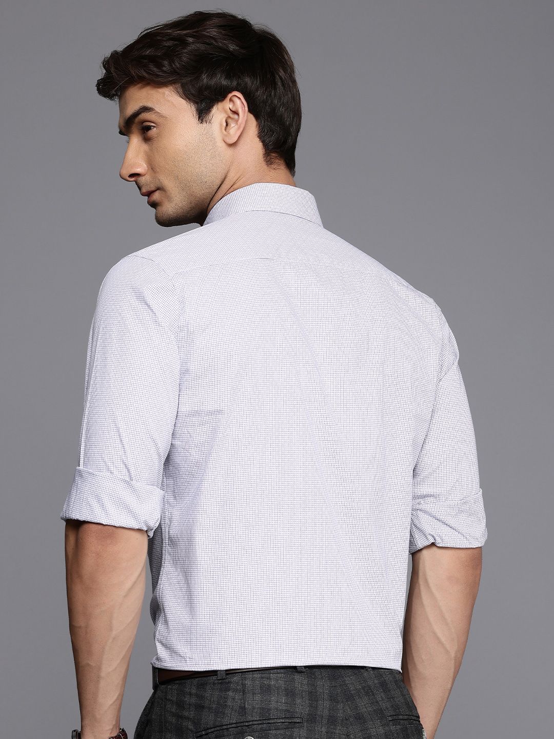 Raymond Slim Fit Geometric Self Design Pure Cotton Formal Shirt