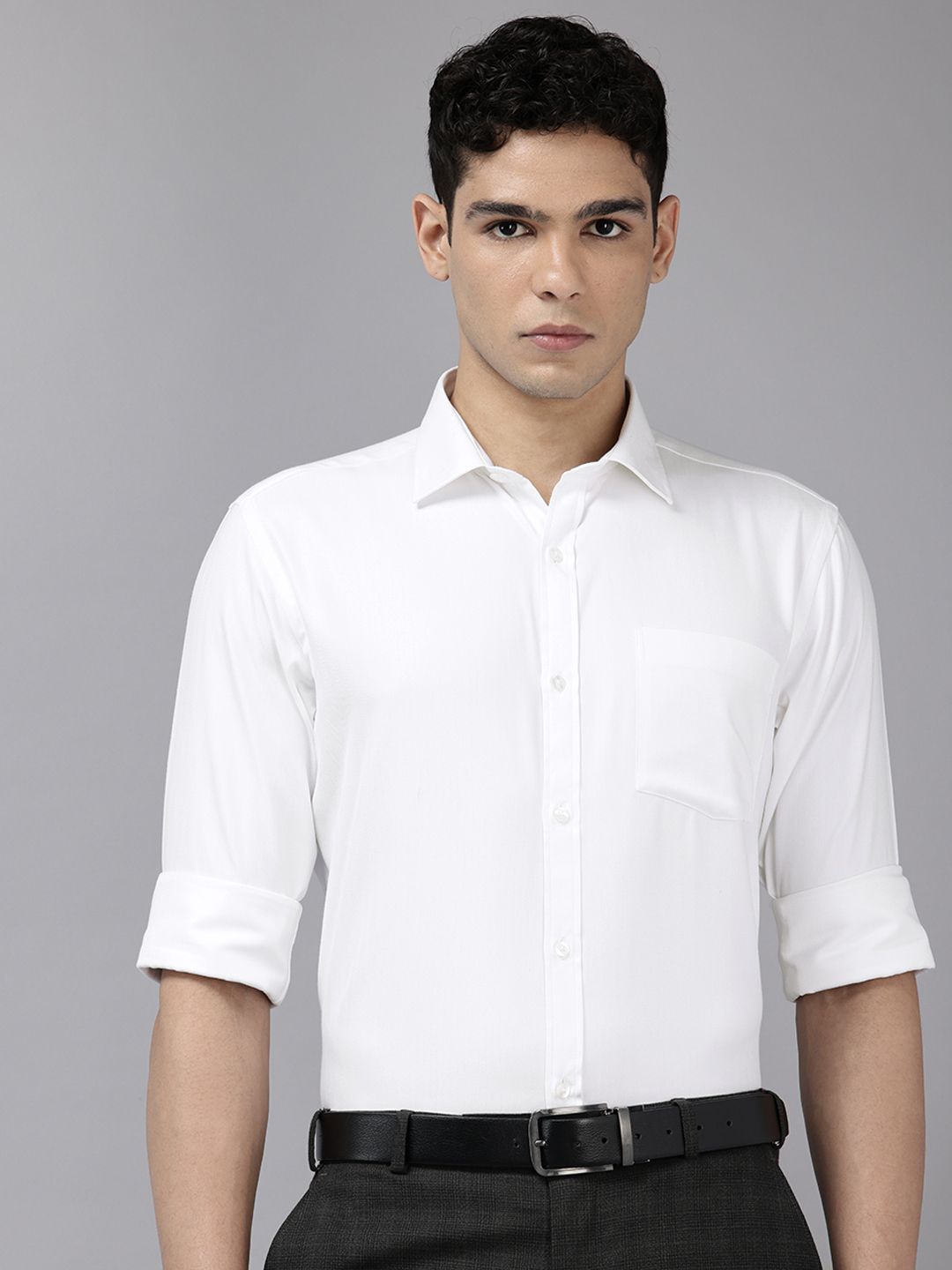 Park Avenue Self Vertical Striped Slim Fit Formal Shirt