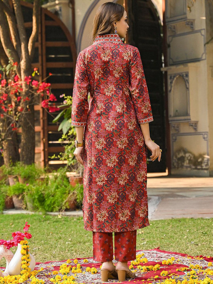 KALINI Women Floral Printed Regular Kurta with Trousers & With Dupatta