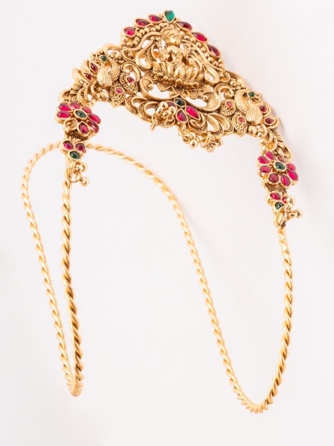 PANASH Gold-Plated Cubic Zirconia Studded Antique Bajuband Armlet Bracelet
