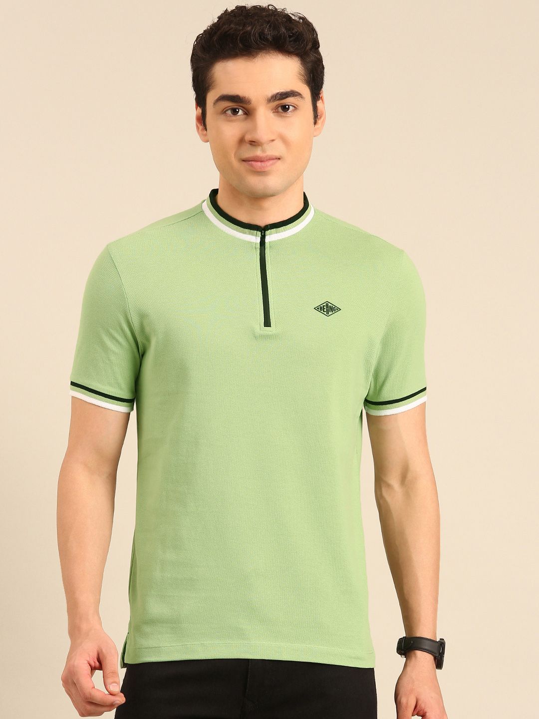 Being Human Mock Collar Pure Cotton T-shirt