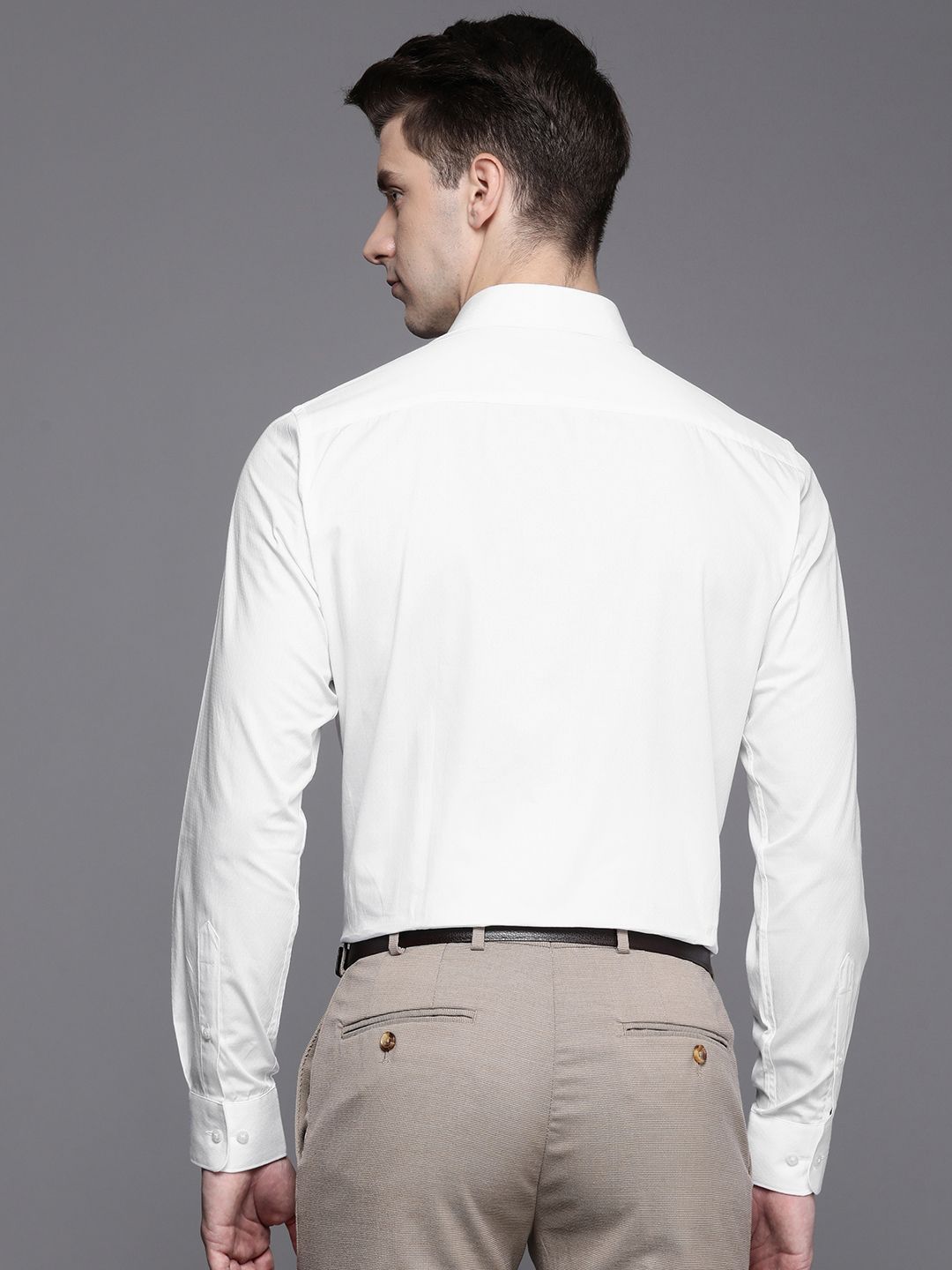 Raymond Self Design Textured Slim Fit Pure Cotton Formal Shirt